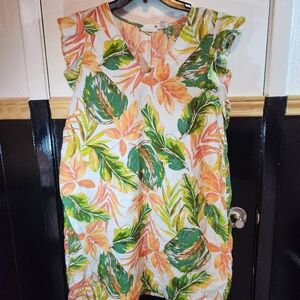 Nicole Miller NY, Large, 100% Linen A-Line Dress - Multicolor Floral